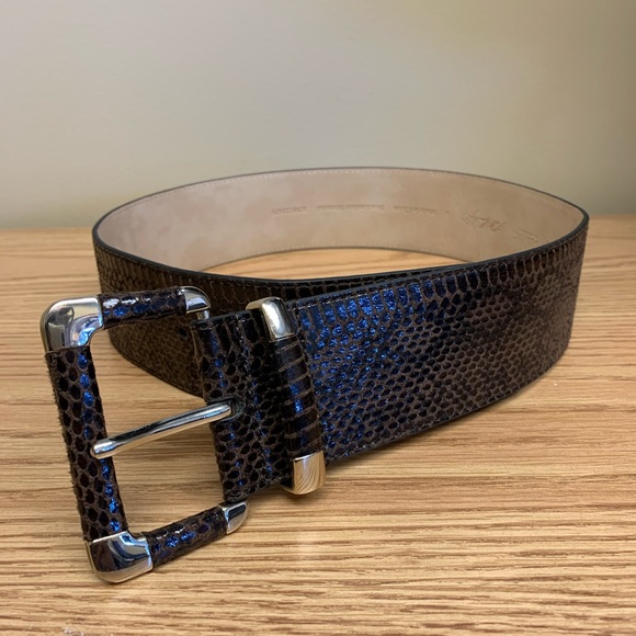 White House Black Market Accessories - White House Black Market Faux Reptile Brown Belt